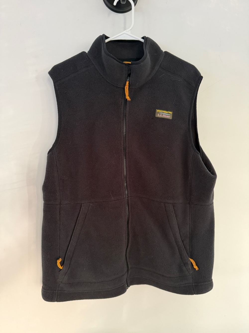 L.L. Bean Black Fleece Vest with Orange Accents